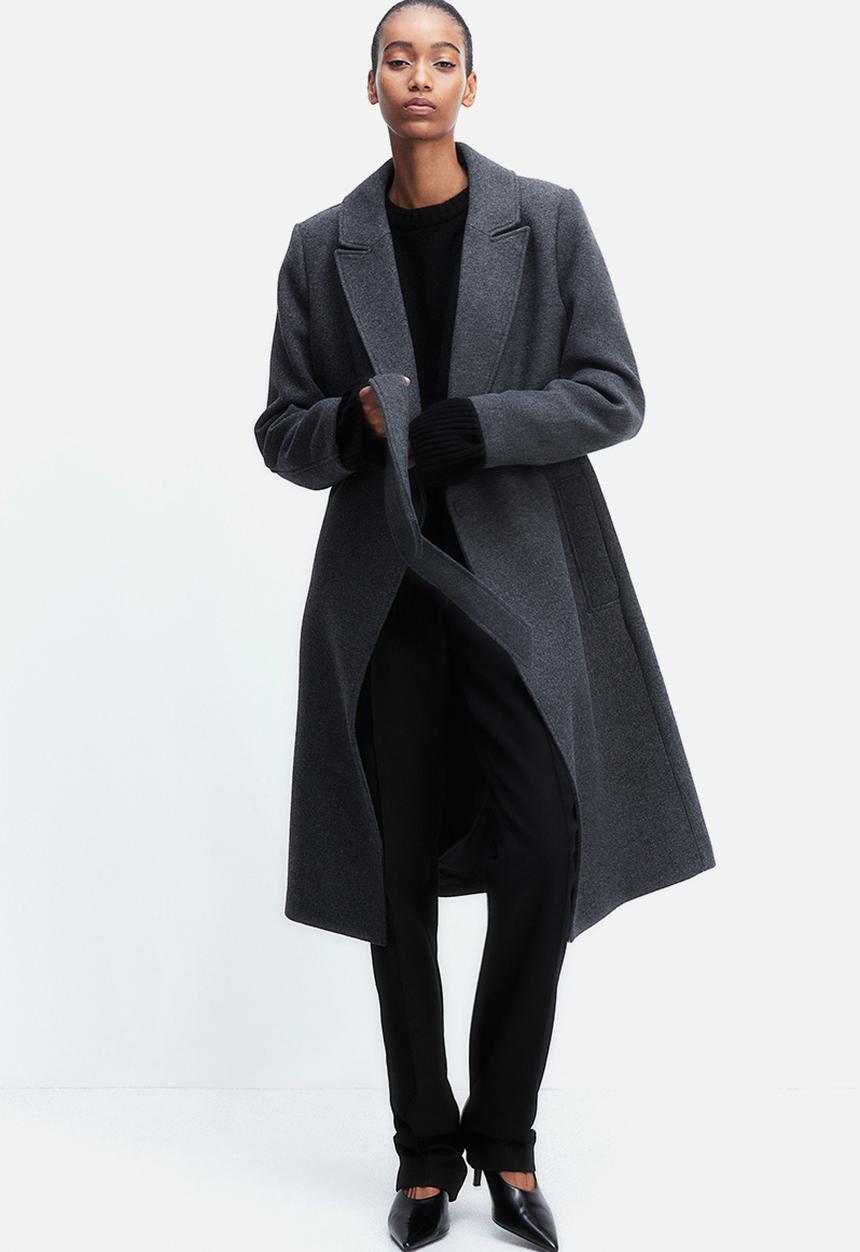 H&M - Tie-belt coat - dark grey