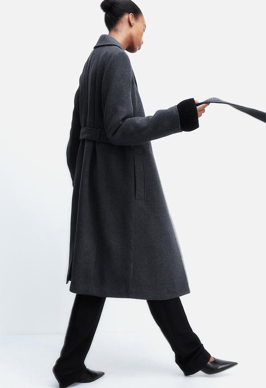 H&M - Tie-belt coat - dark grey
