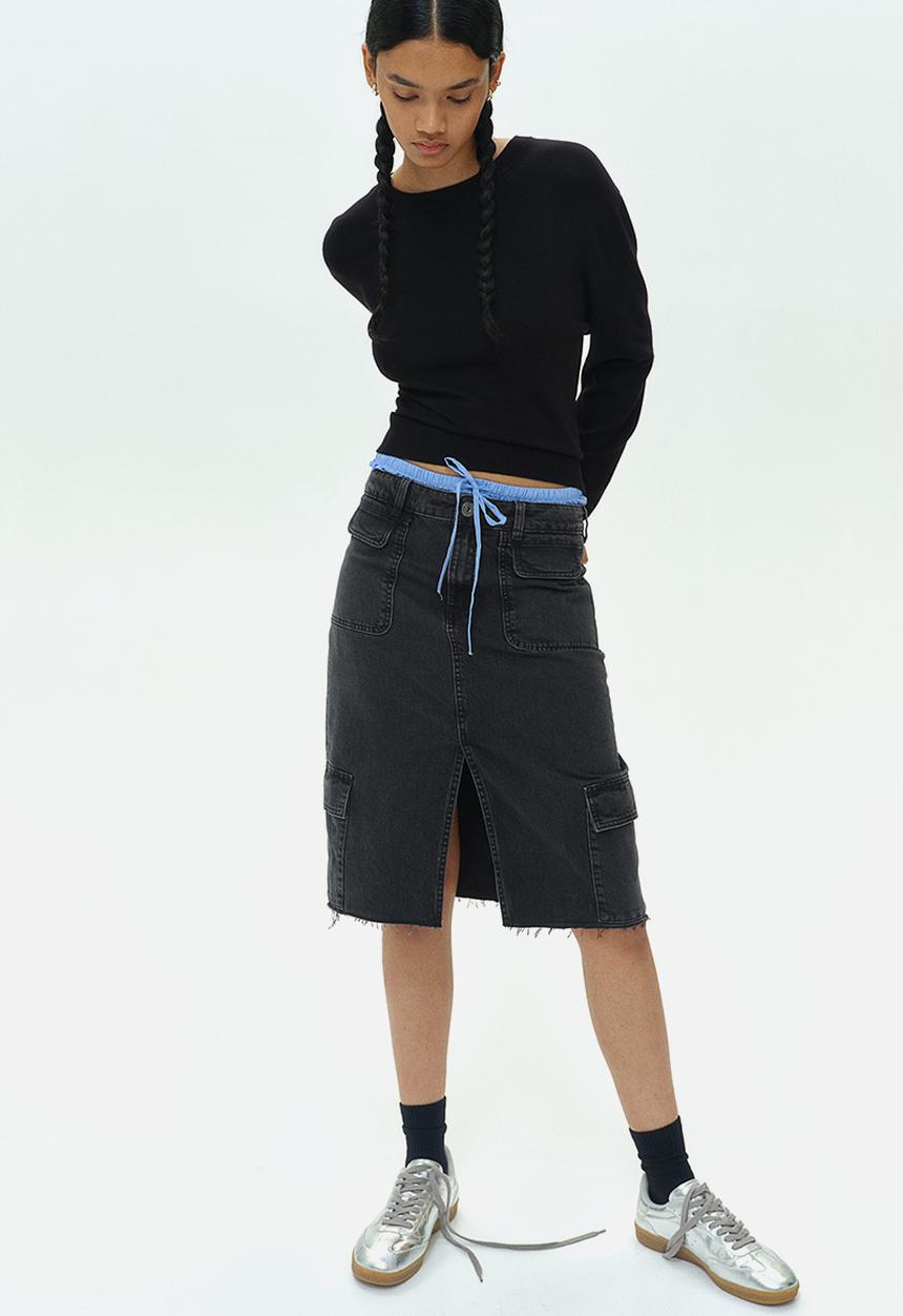 H&M - Short fine-knit jumper - black