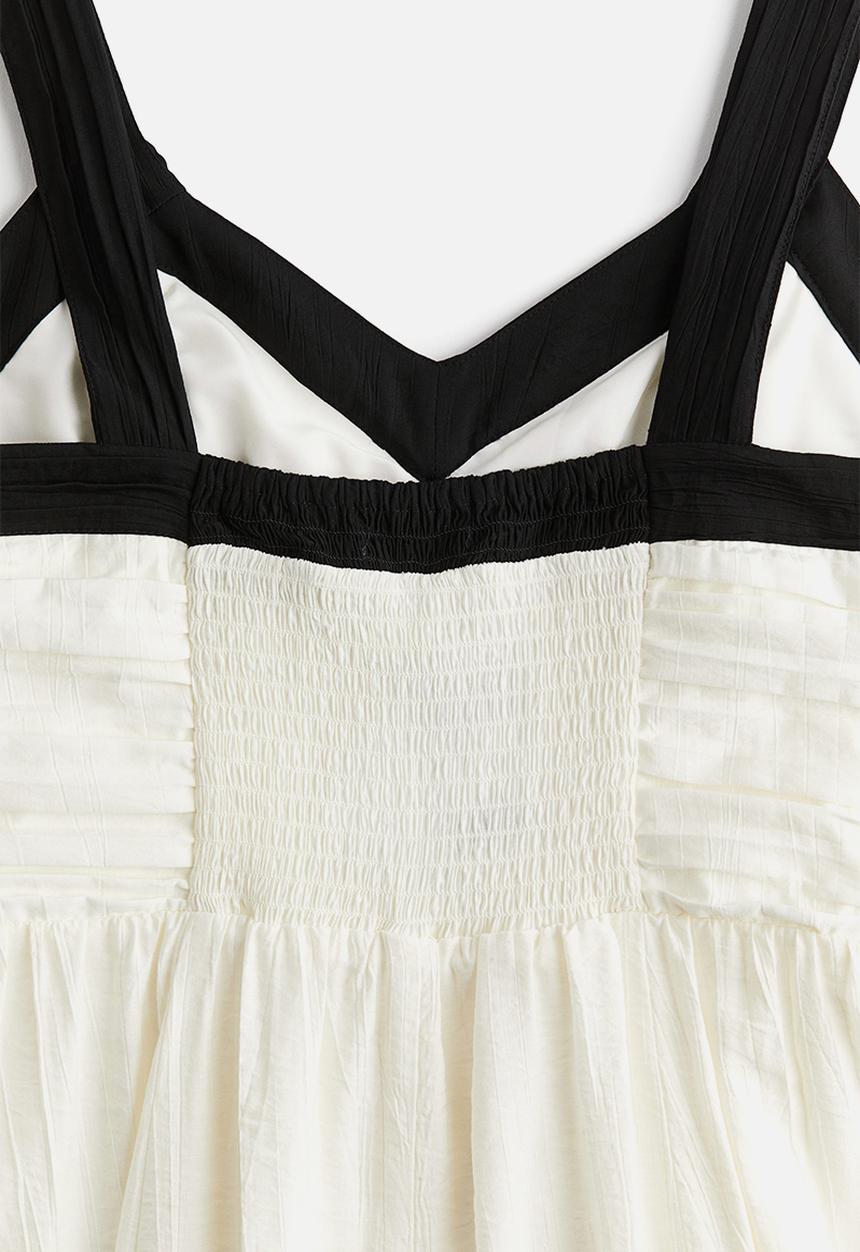H&M - Pleated midi dress - white,multi