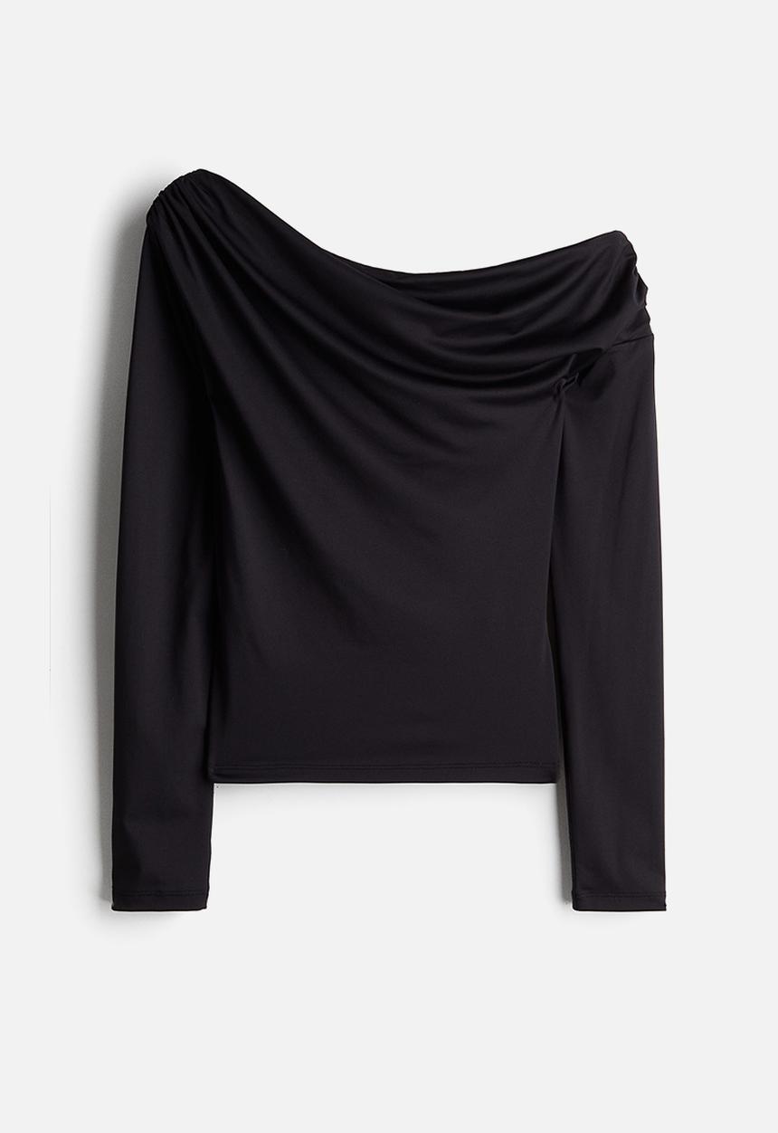 H&M - Draped off-the-shoulder top - black