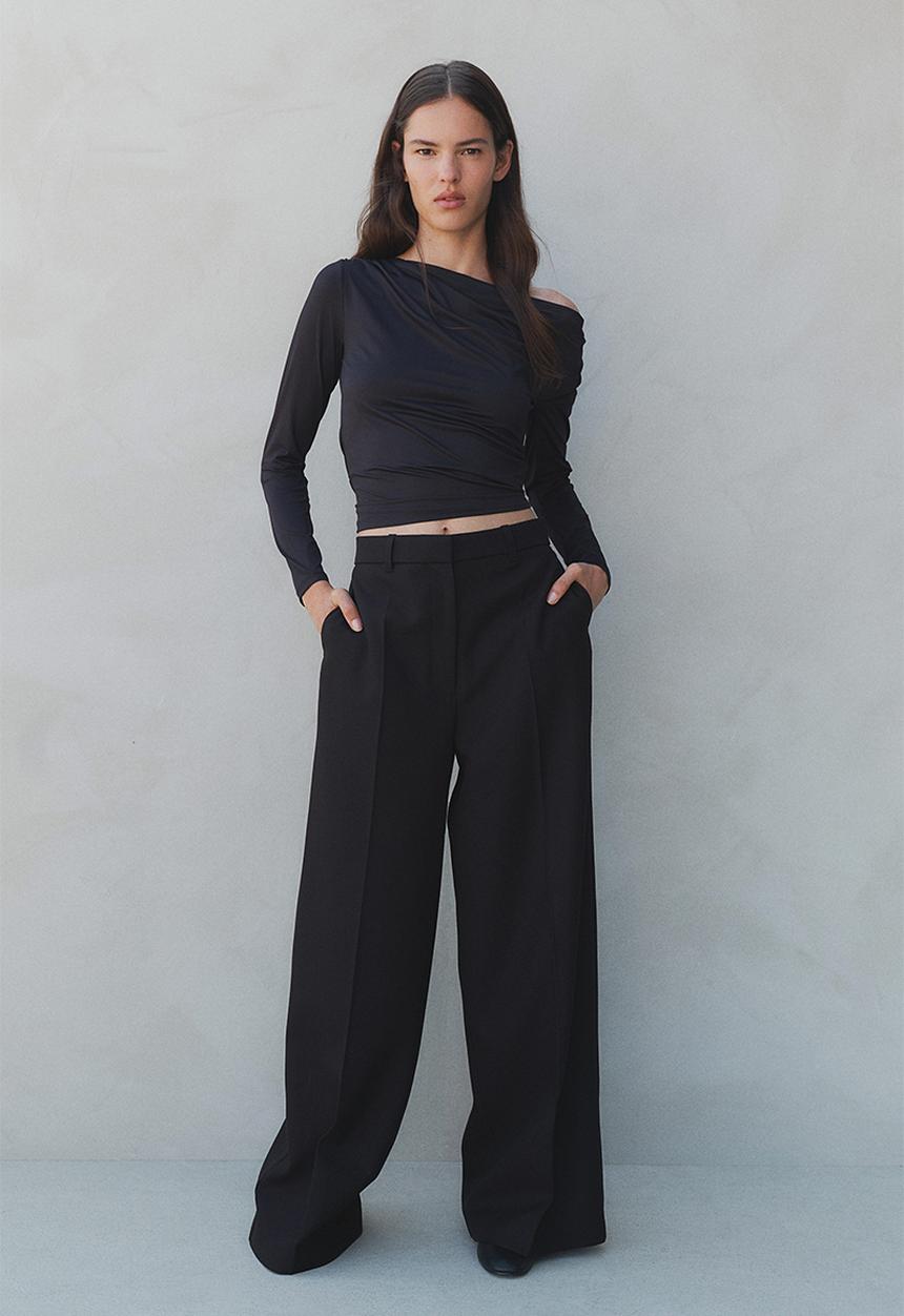 H&M - Draped off-the-shoulder top - black