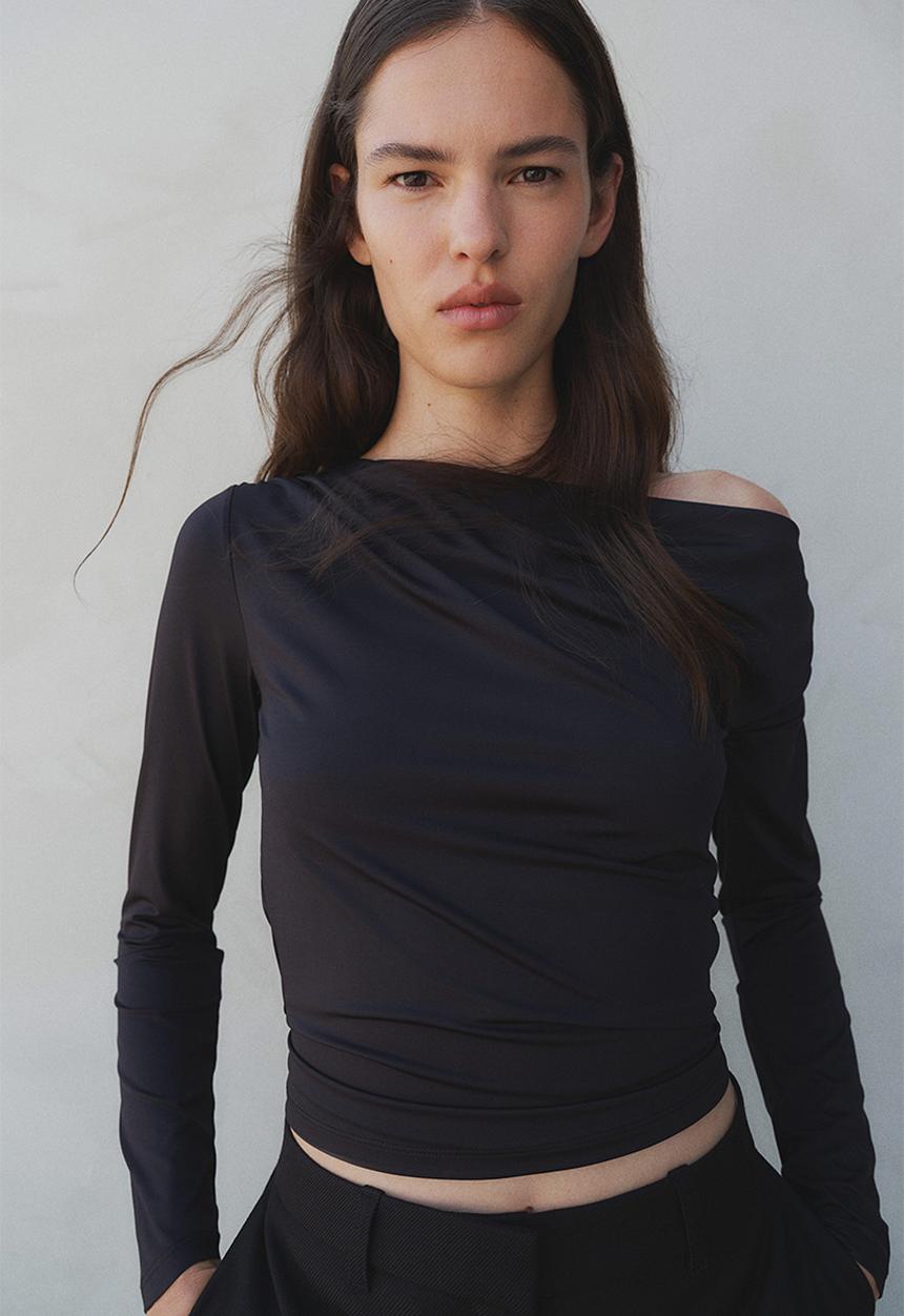 H&M - Draped off-the-shoulder top - black