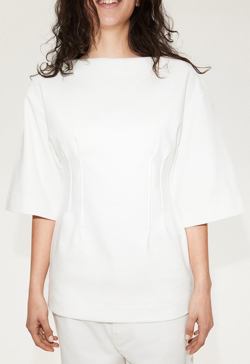 H&M - Waisted T-shirt - white