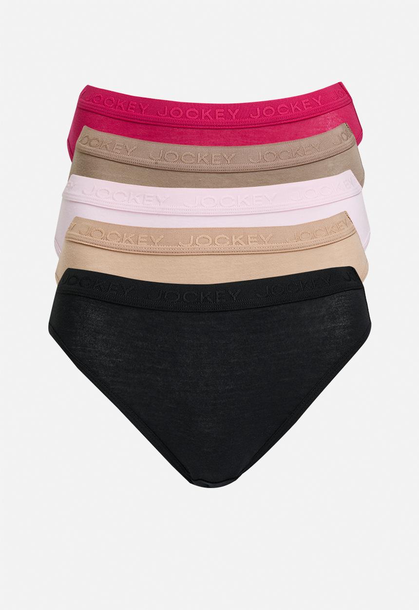 Jockey - 5 Pack plain tonal elastic french cut - black/taupe/lilac/cherry/capp