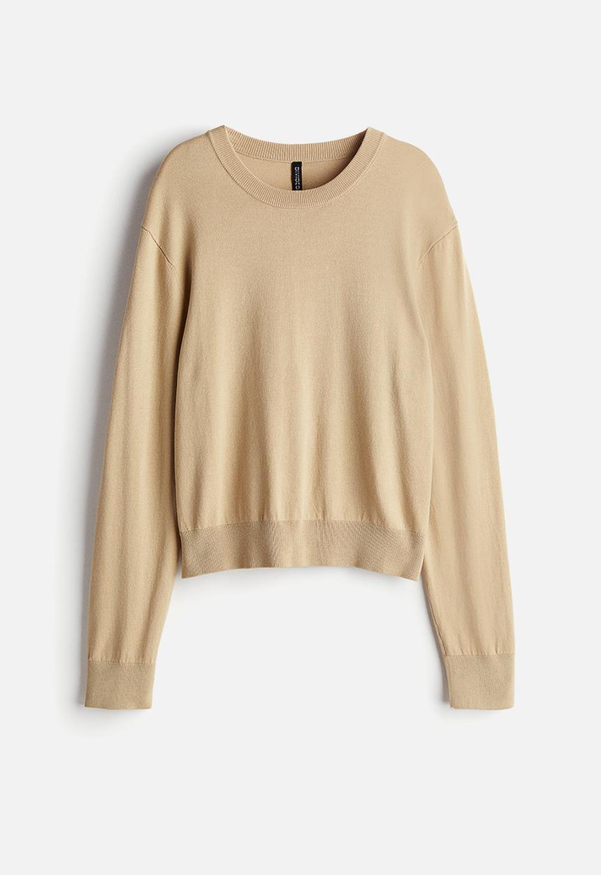 H&M - Short fine-knit jumper - beige