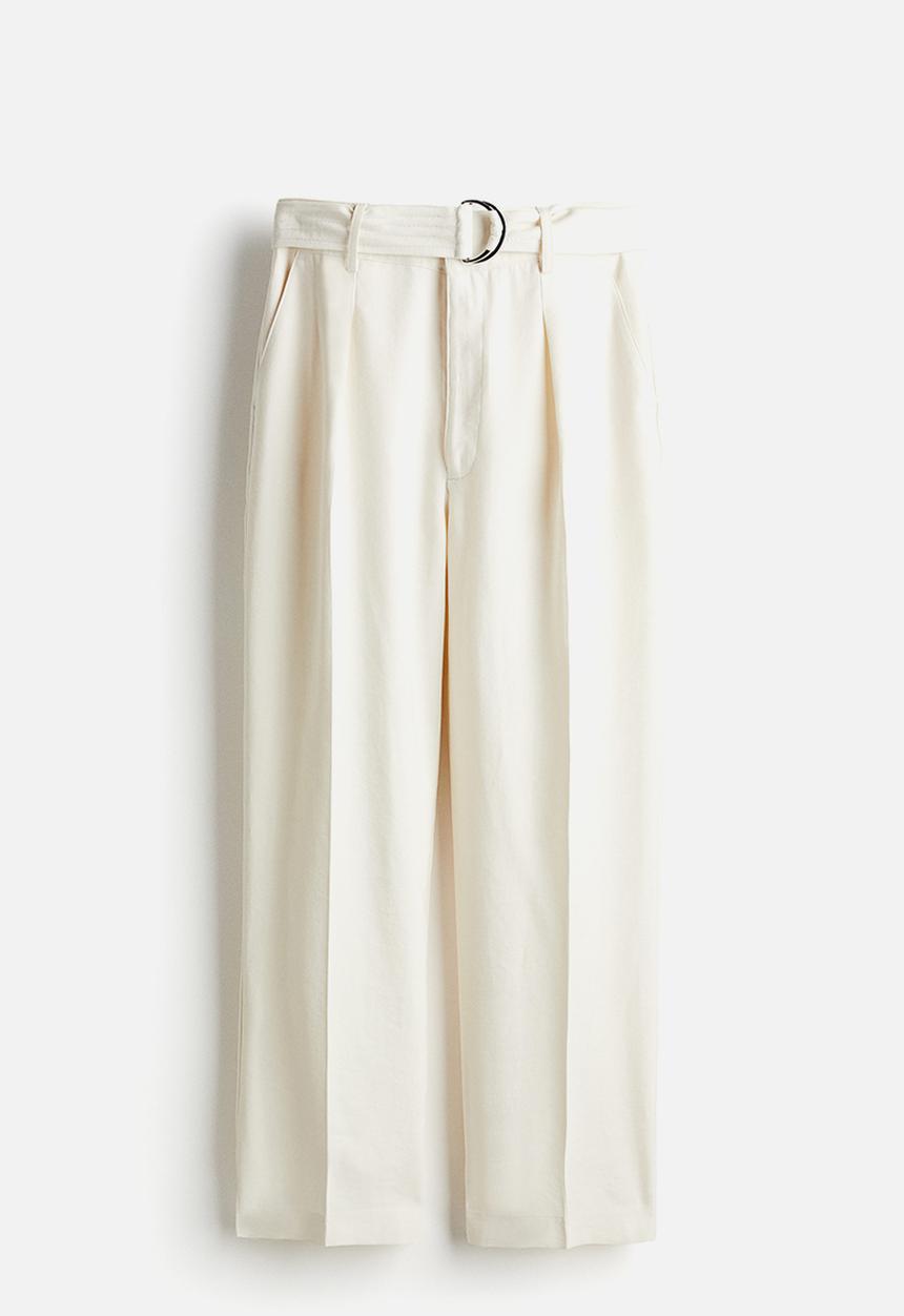 H&M - Belted trousers - white