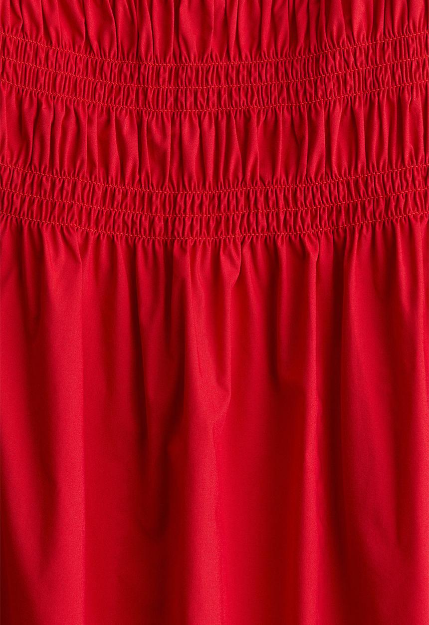 H&M - Smocked off-the-shoulder dress - red