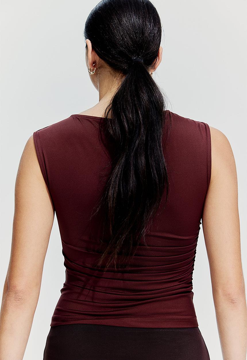 H&M - Draped jersey top - burgundy