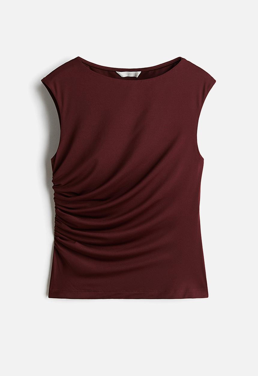 H&M - Draped jersey top - burgundy