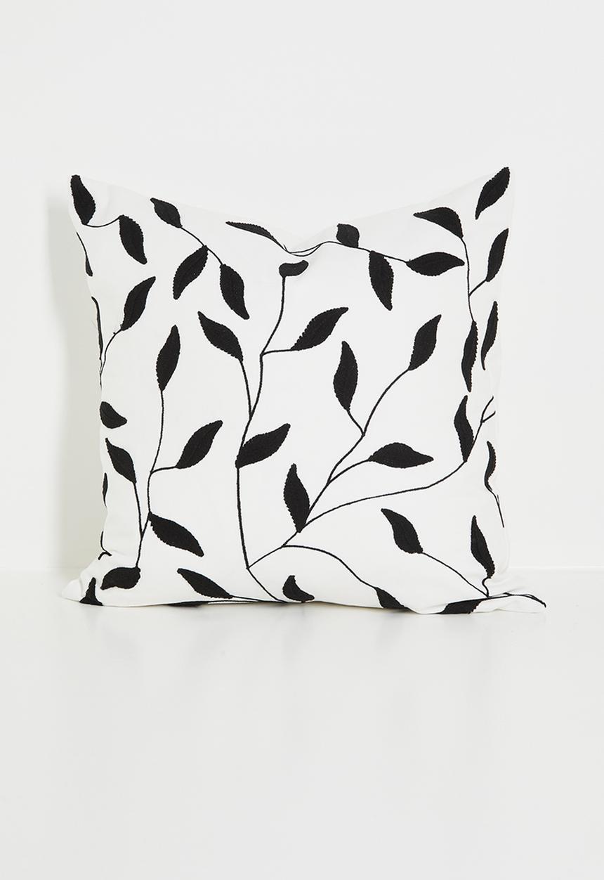 Sixth Floor - Liefie embroidered cushion cover - Black & White