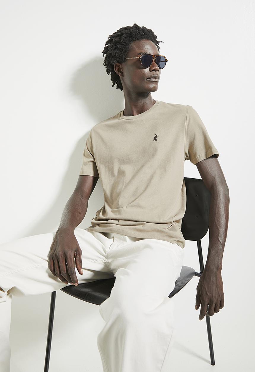 POLO - Mens Essential Crew Neck Short Sleeve Tee - Taupe