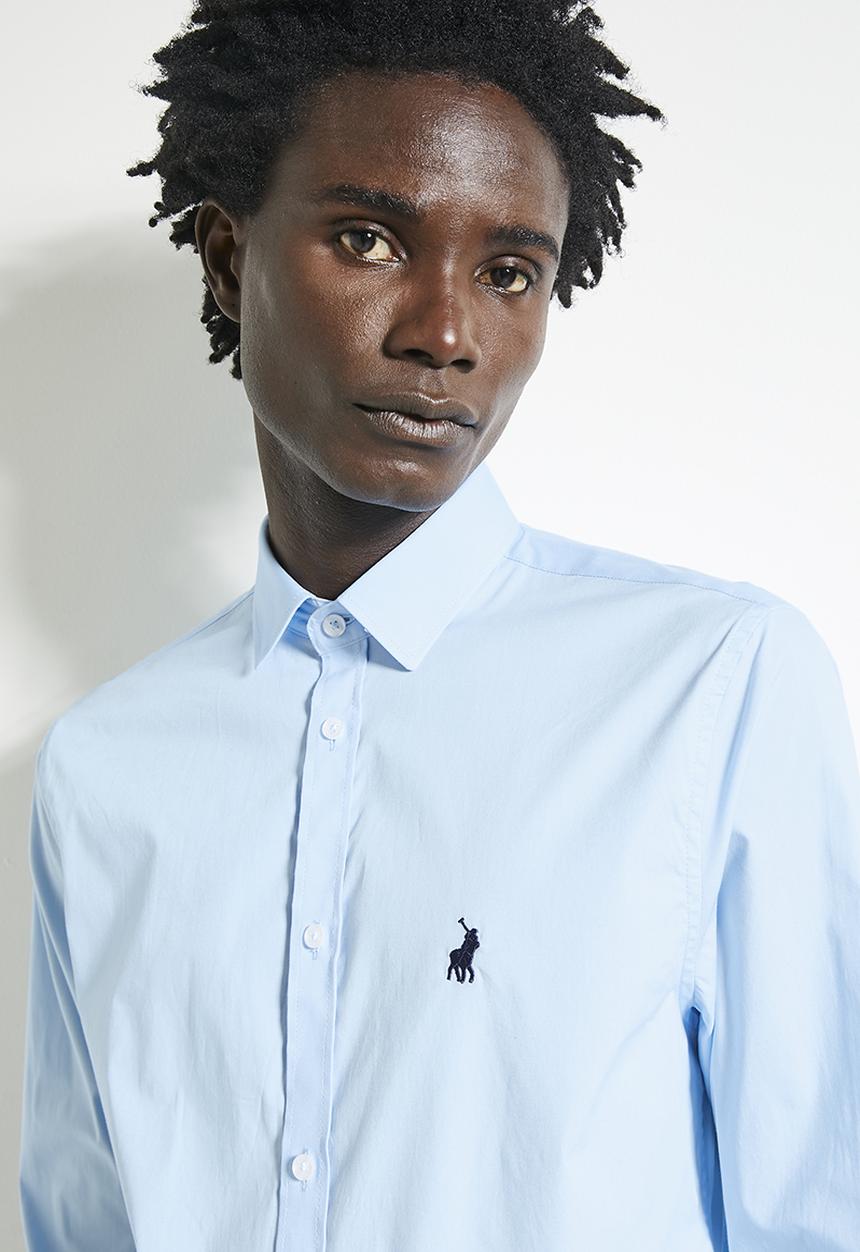 POLO - Mens Essential Slim Fit Long Sleeve Shirt - Blue