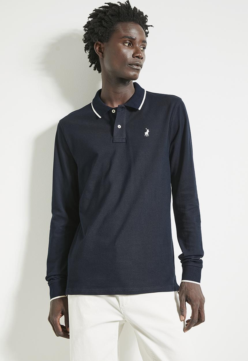 POLO - Mens Essential Pique Long Sleeve Golfer - Navy