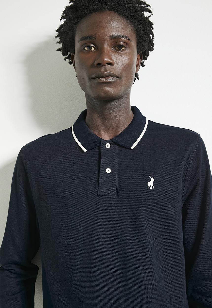 POLO - Mens Essential Pique Long Sleeve Golfer - Navy