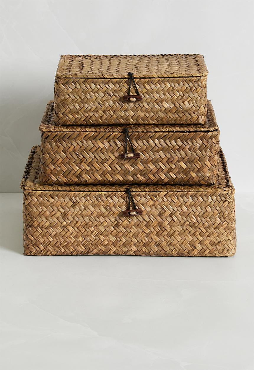 Sixth Floor - Set of Seagrass Storage Baskets - Natural