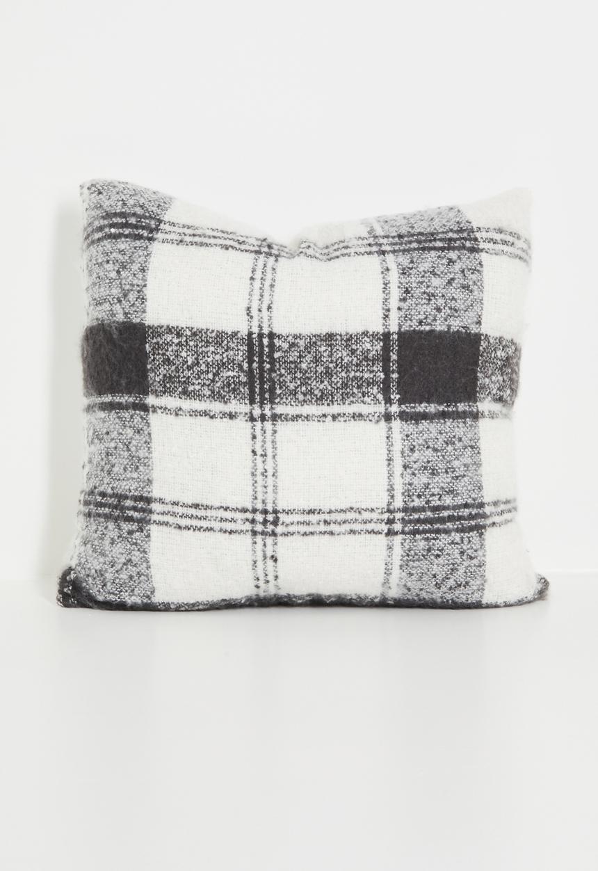 H&S - Plaid woven cushion - black & white 