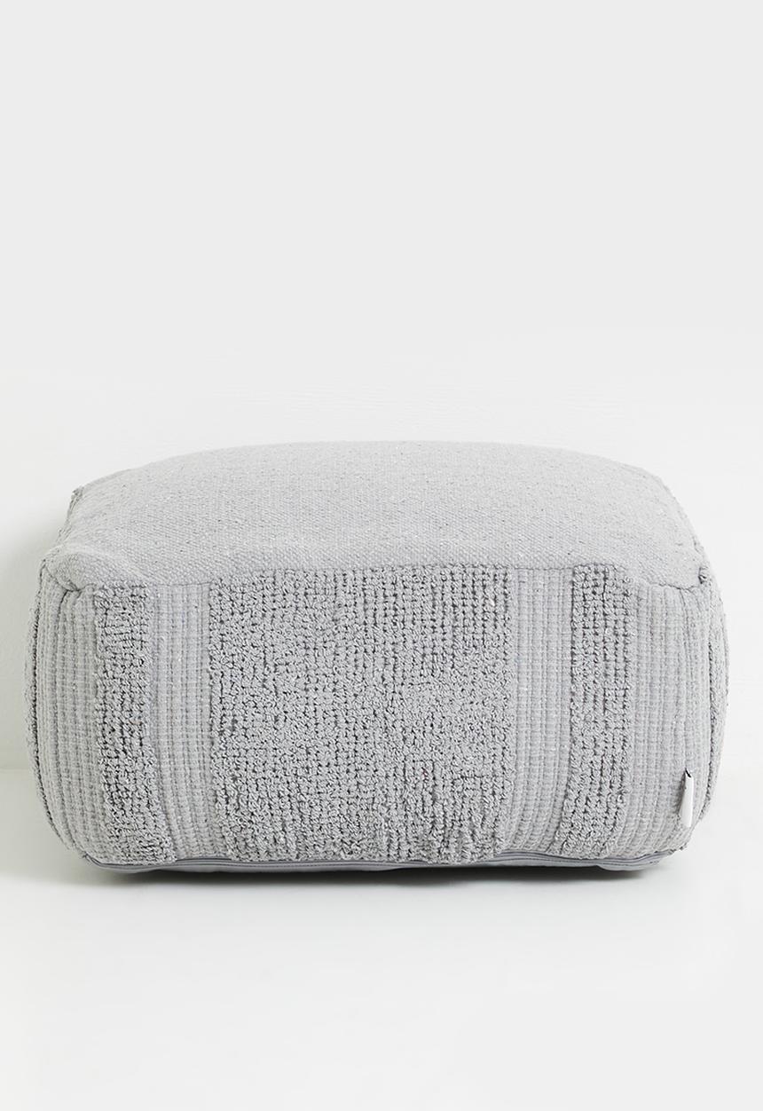 Sixth Floor - Cotton Woven Pouf - Grey