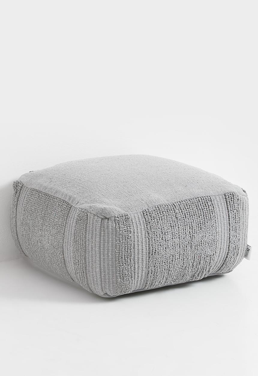 Sixth Floor - Cotton Woven Pouf - Grey