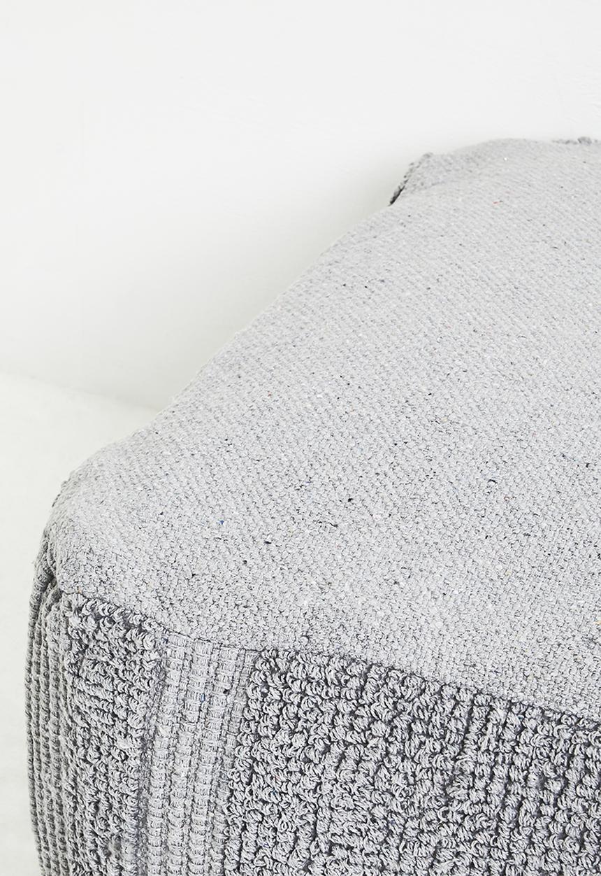 Sixth Floor - Cotton Woven Pouf - Grey