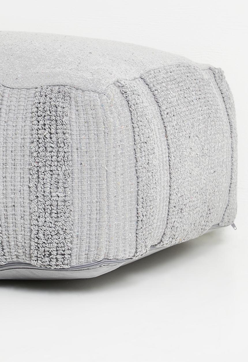 Sixth Floor - Cotton Woven Pouf - Grey
