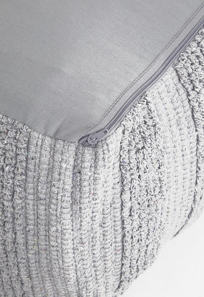 Sixth Floor - Cotton Woven Pouf - Grey