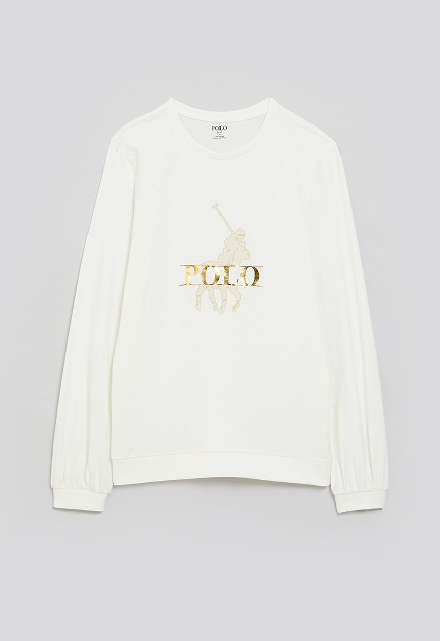 POLO - Girls toni blouson printed long sleeve tee - off white