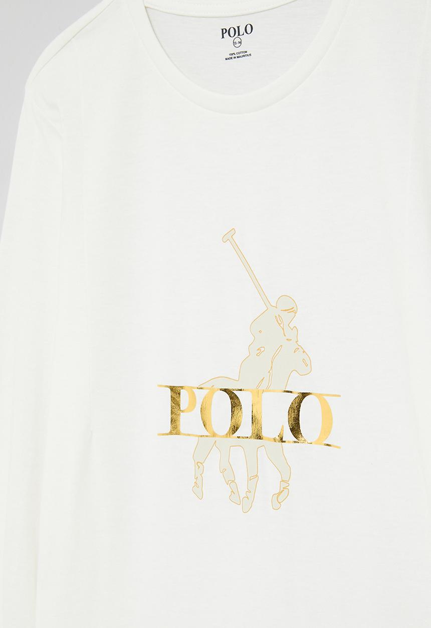 POLO - Girls toni blouson printed long sleeve tee - off white