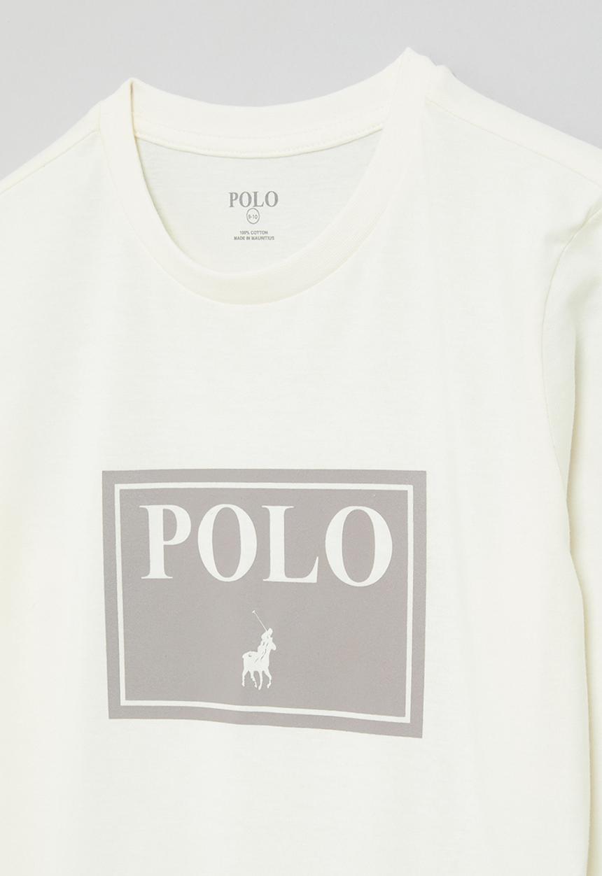POLO - Boys carter printed long sleeve tee - off white