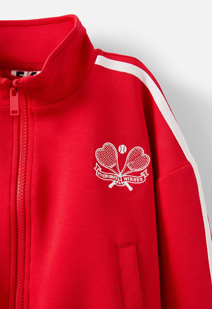 Cotton On - Active long sleeve zip through - varsity red