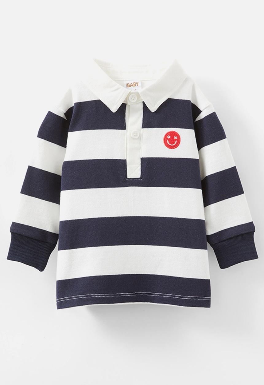 Cotton On - Ari rugby polo - vanilla/navy ink stripe