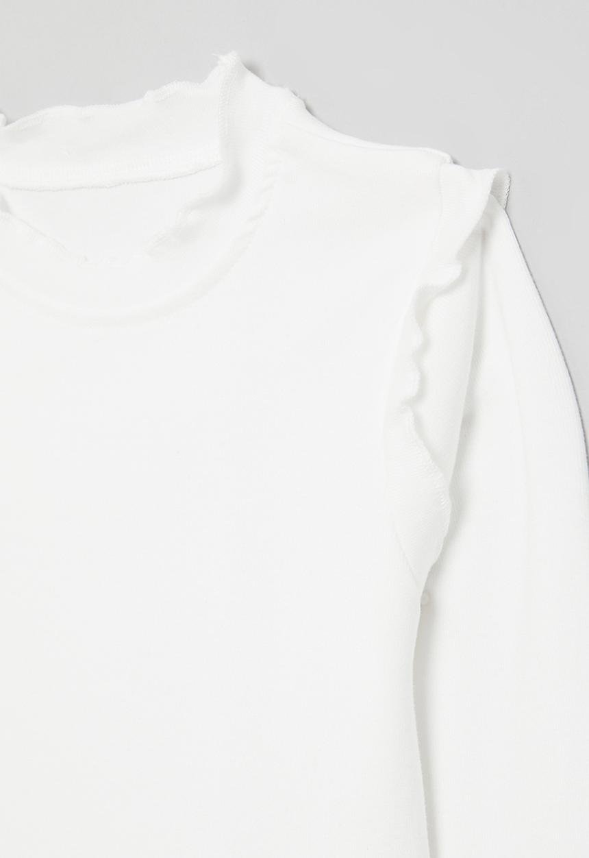 Pop Candy - Frilled long sleeve tee-white