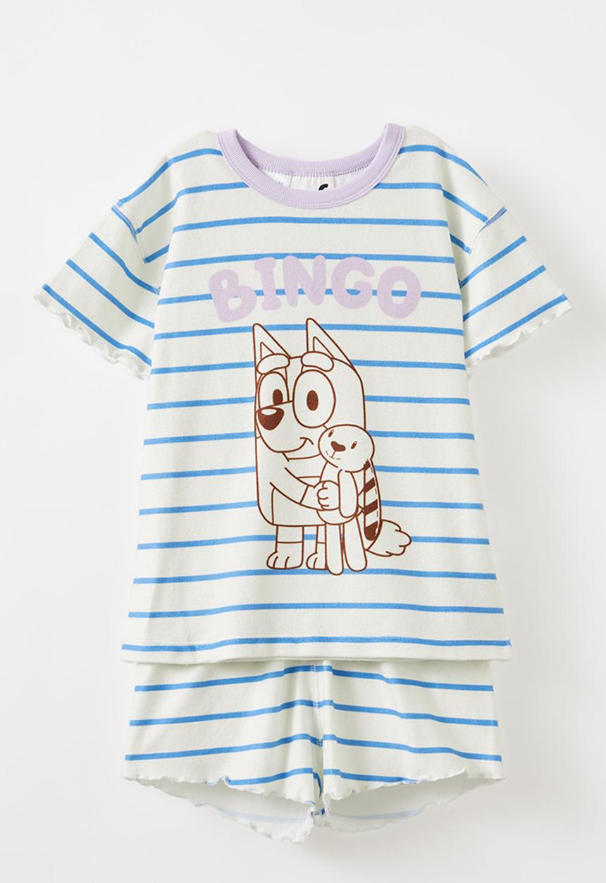 Cotton On - Dani short sleeve pyjama set licensed - lcn blu dark vanil/deep sea blue stripe bingo