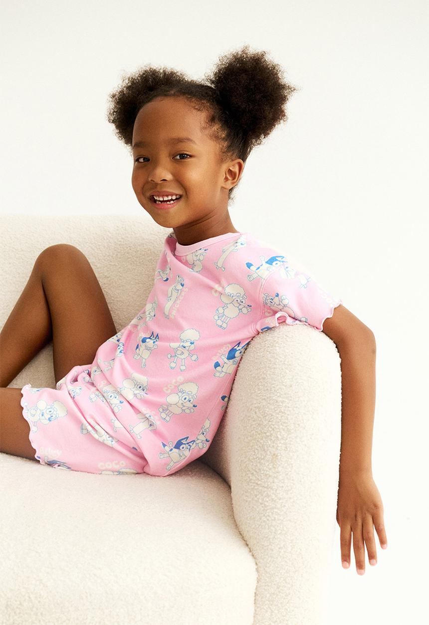 Cotton On - Dani short sleeve pyjama set licensed - lcn blu fairy pink/coco