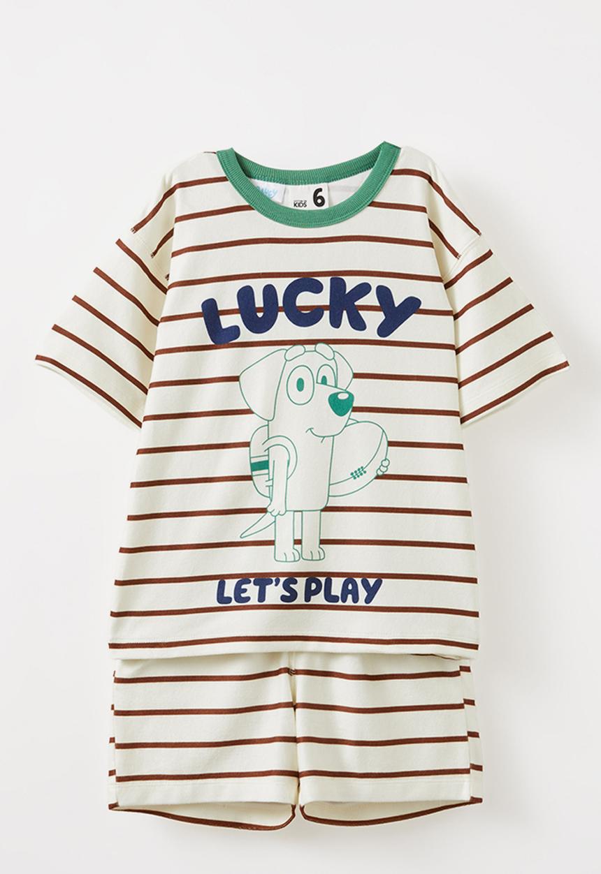 Cotton On - Damon short sleeve pyjama set license - lcn blu dark vanilla/chestnut 