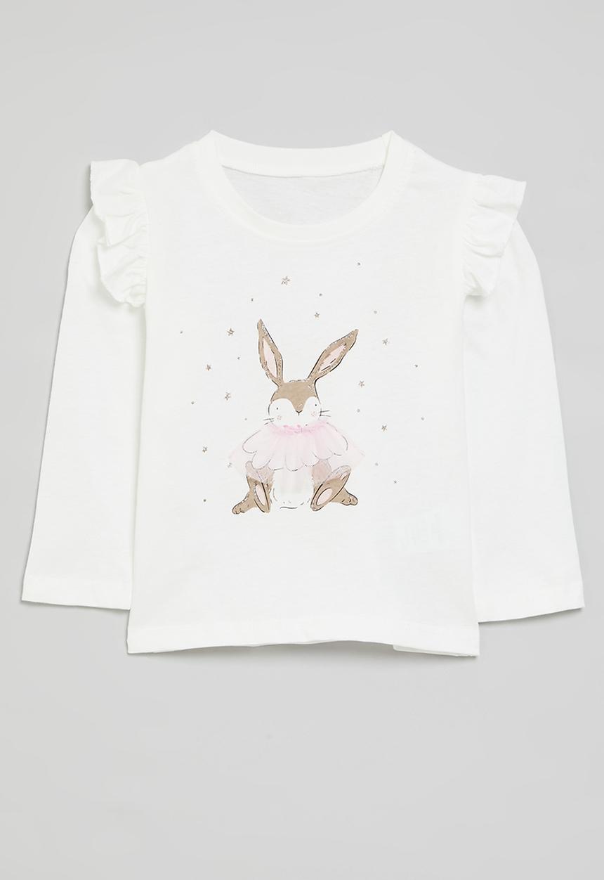 Pop Candy - Frilled crew neck tee-white