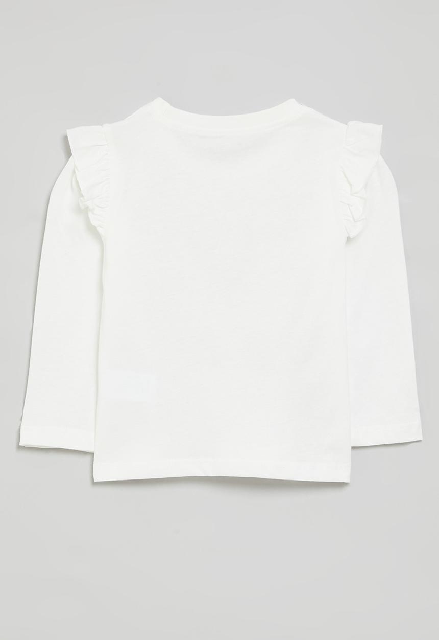 Pop Candy - Frilled crew neck tee-white