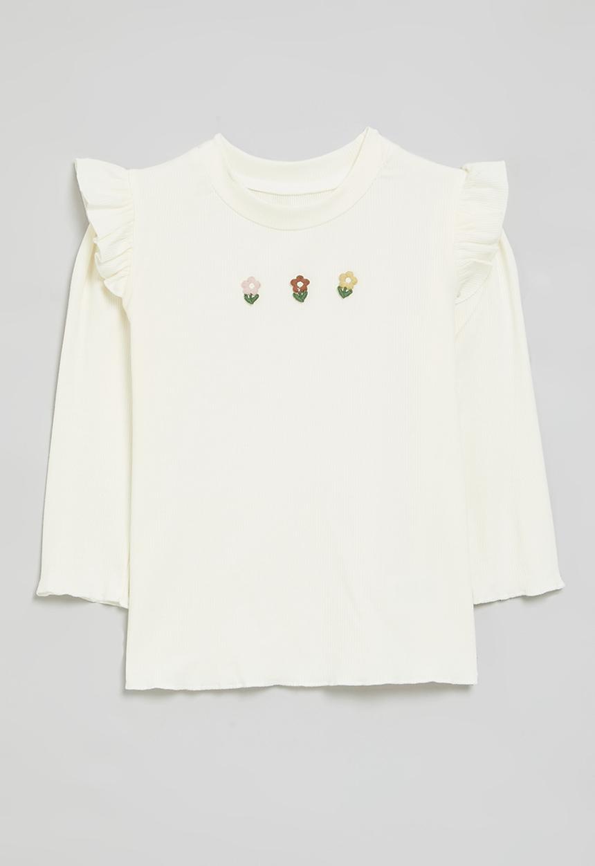 Pop Candy - Frilled long sleeve tee-white
