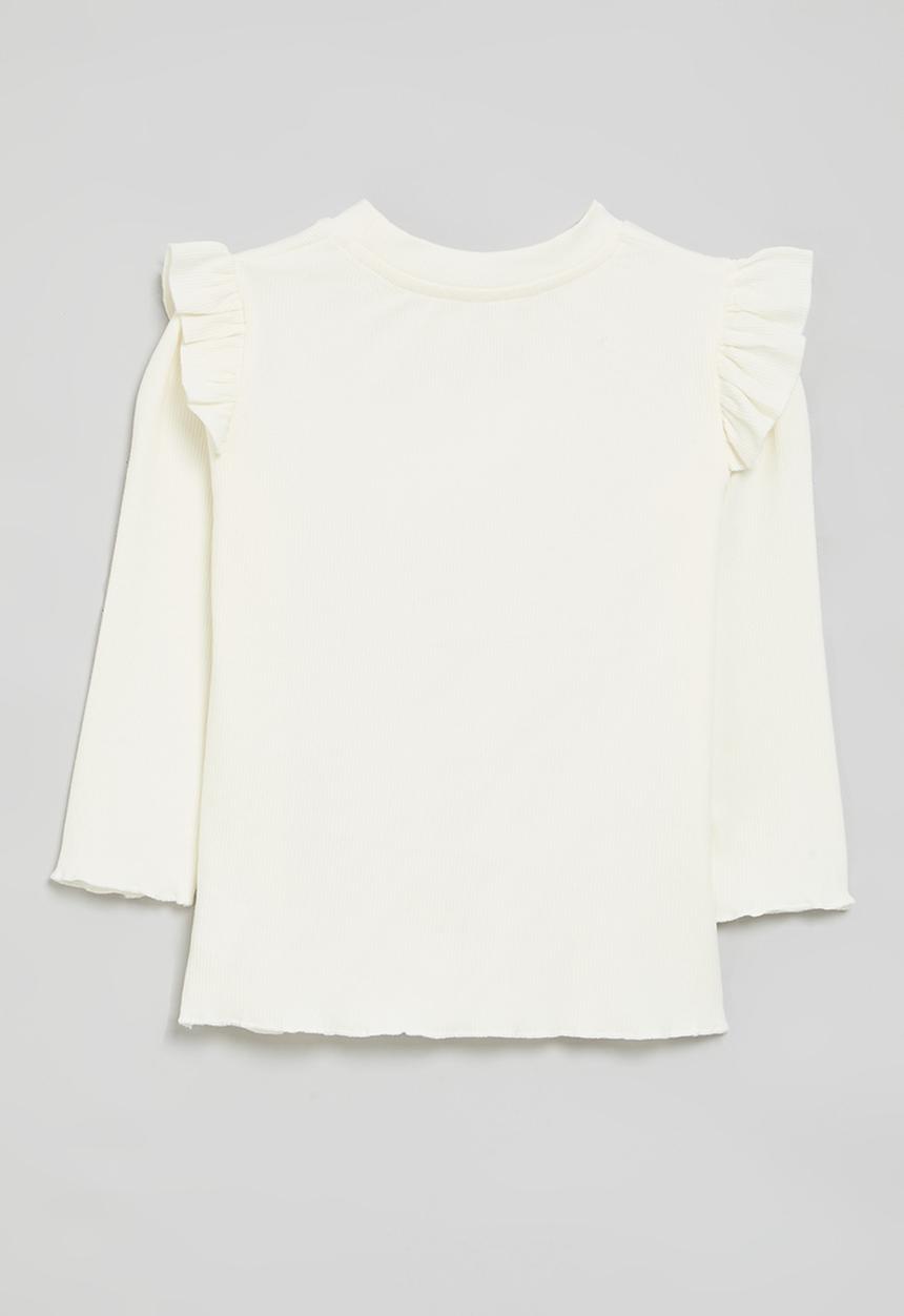 Pop Candy - Frilled long sleeve tee-white