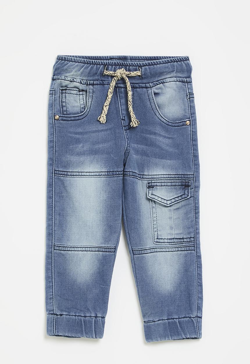 Pop Candy - Carpenter-style soft denim jeans - light blue