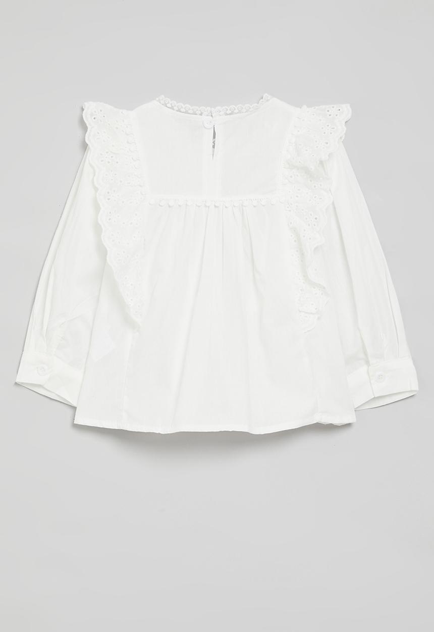 Pop Candy - Anglaise frilled top-white