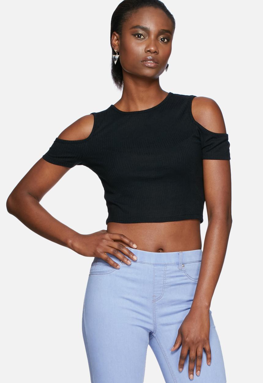 New Look - Rib cold shoulder tee