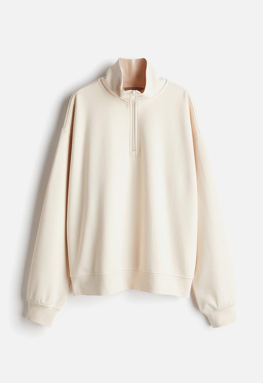 H&M - Zip-top sweatshirt - light beige