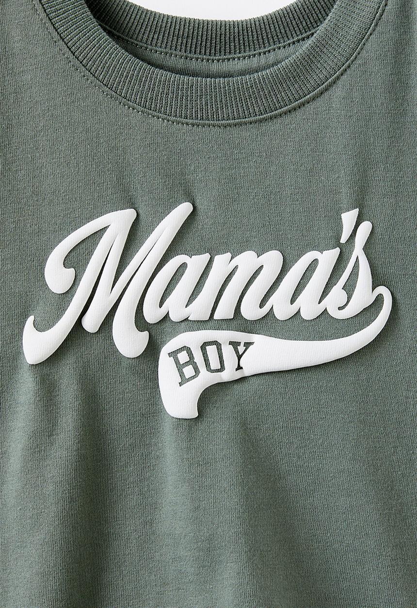 Cotton On - Jamie short sleeve graphic print tee - swag green/mamas boy