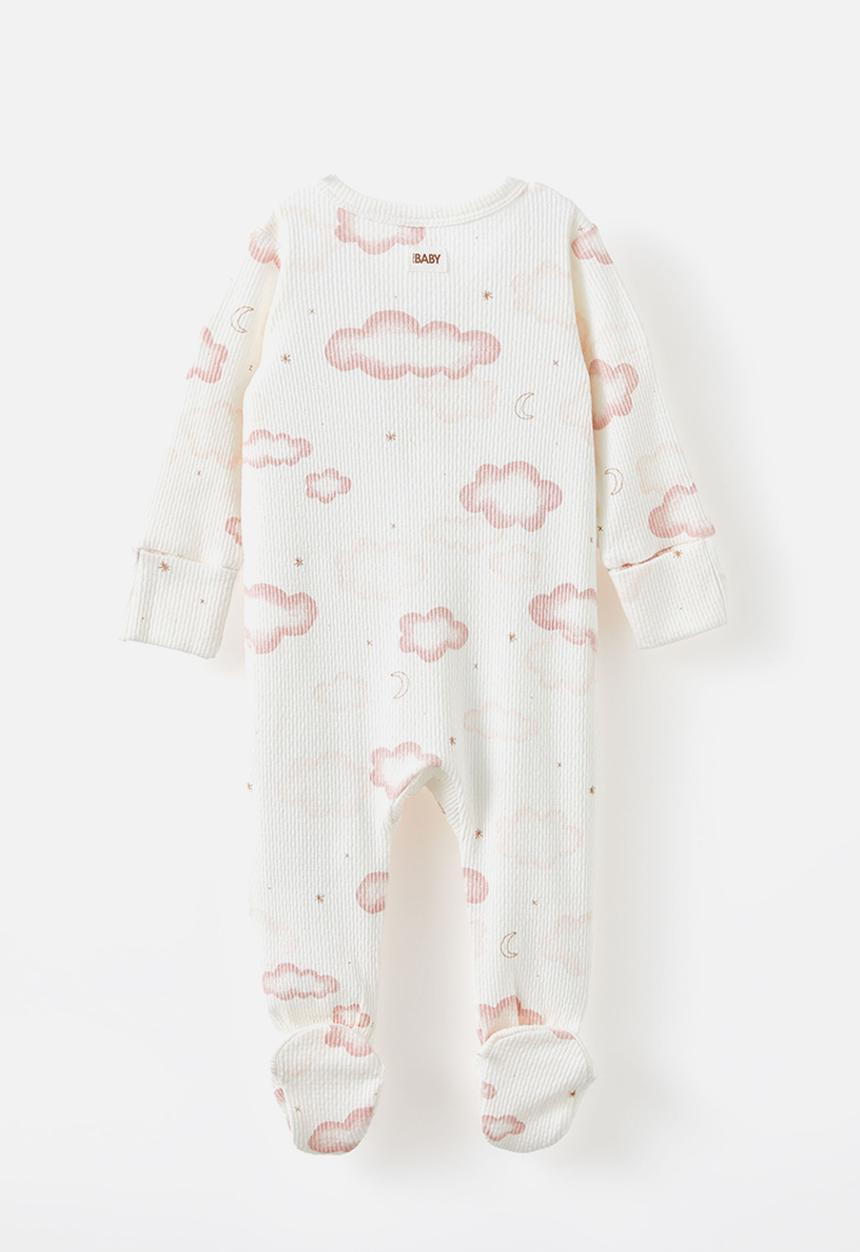Cotton On - Organic pointelle zip romper - milk-zephyr/clouds