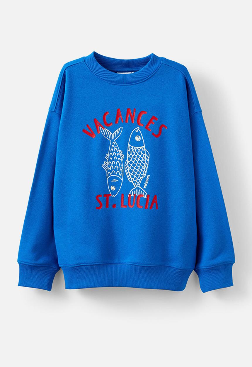 Cotton On - Sammy oversize crew - harbour blue/vacances st.lucia