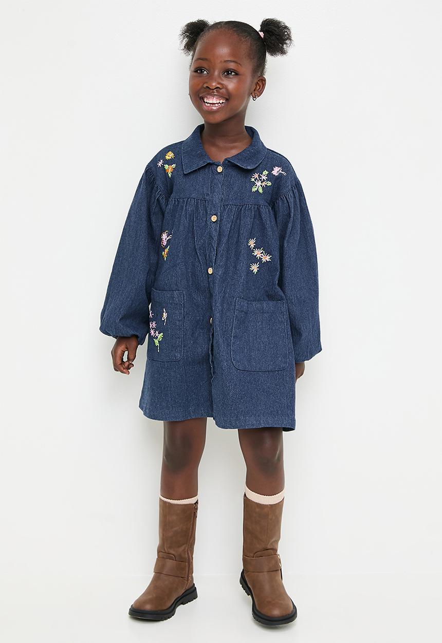 Pop Candy - Button down denim dress-dark blue