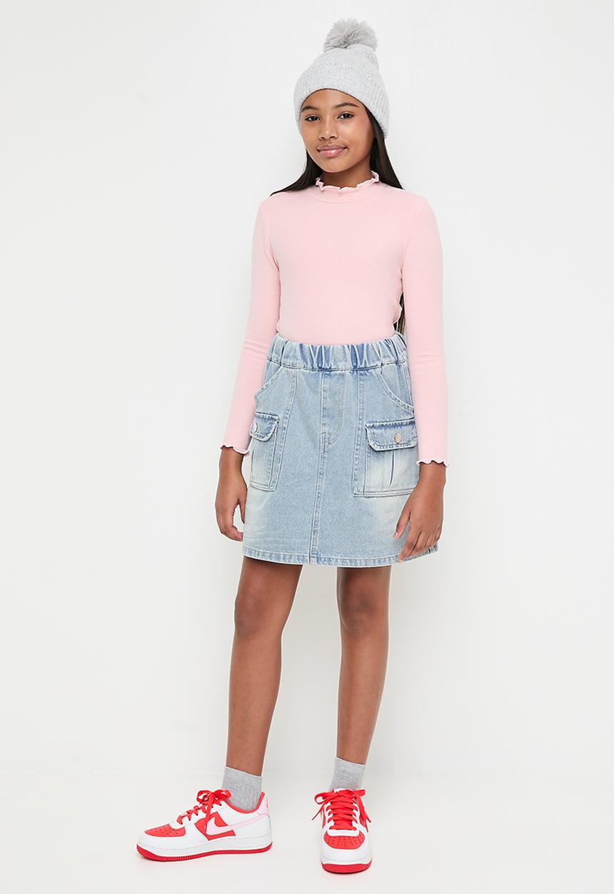Pop Candy - Denim utility skirt-blue