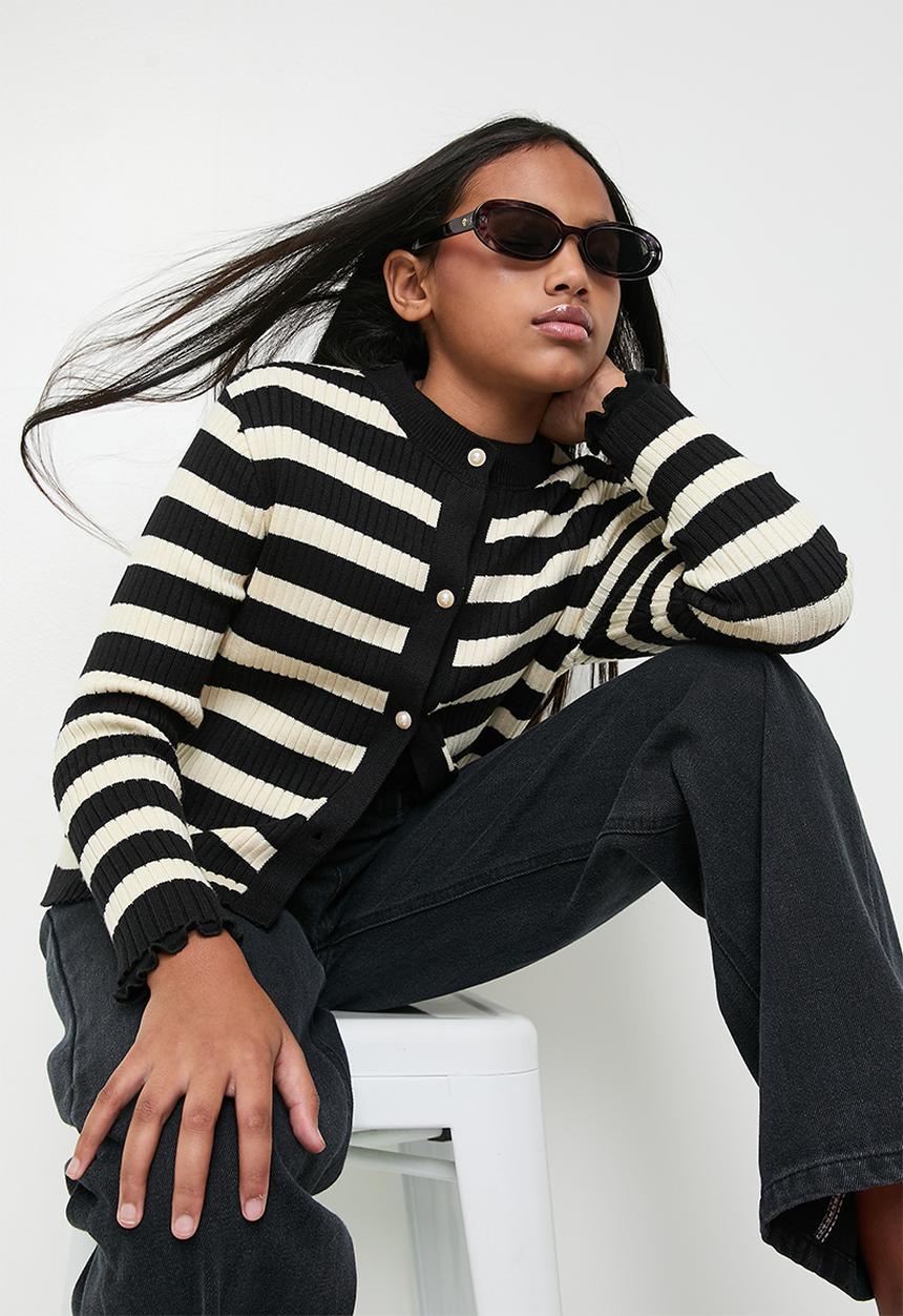 Pop Candy - Striped cardigan - black & white 