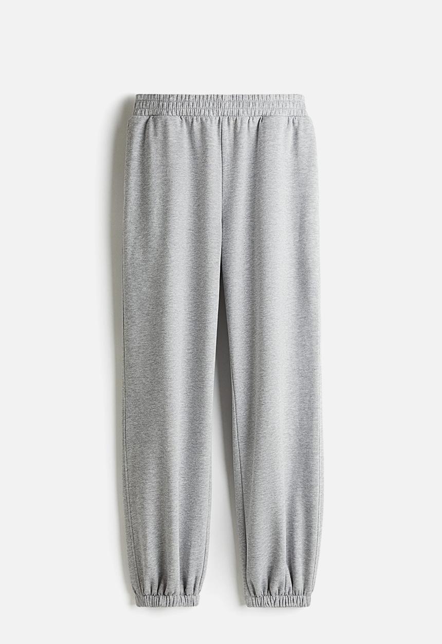H&M - High-waisted joggers - light grey marl 